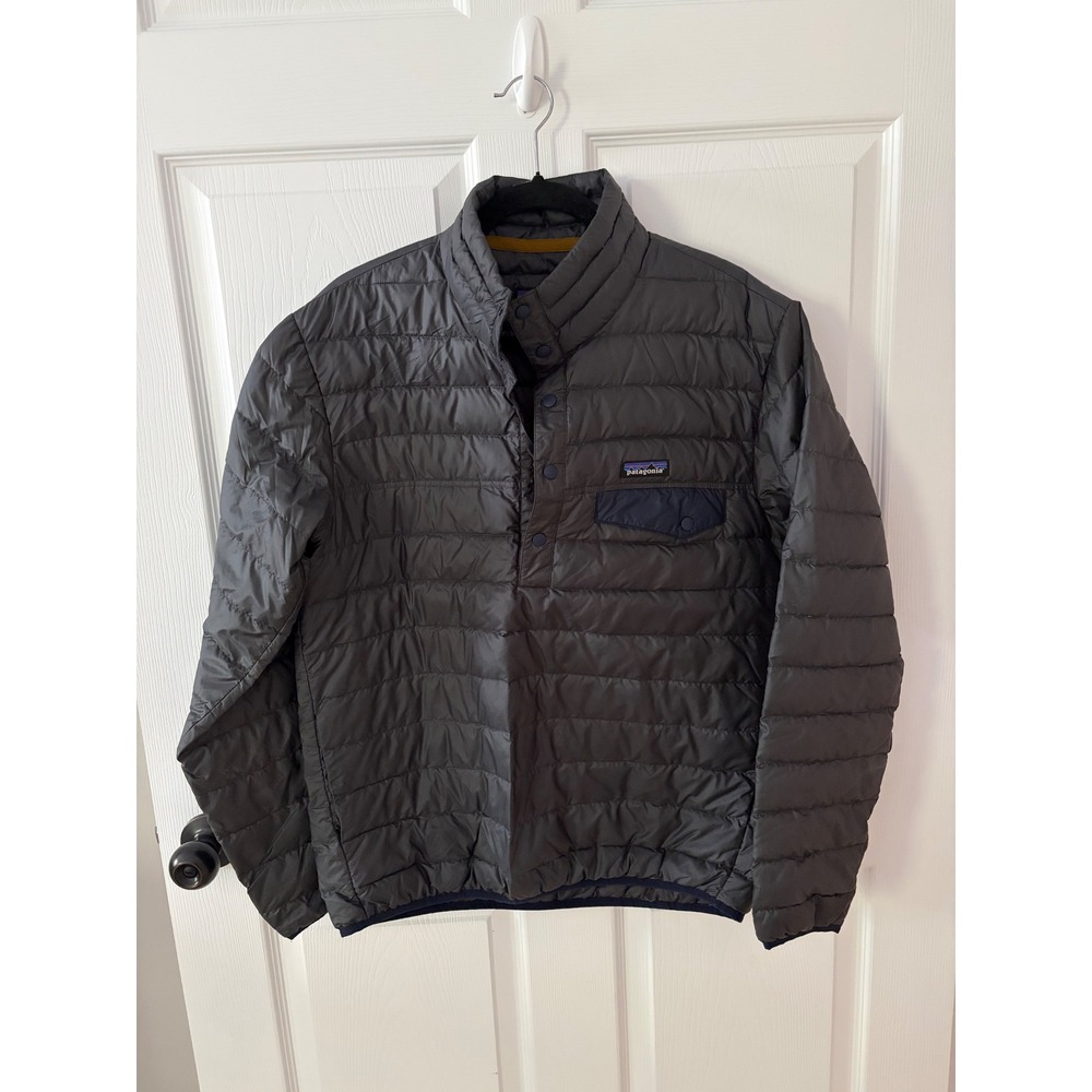 Patagonia Mens Down Snap-T Pullover Forge Grey Quilted Puffer Jacket 27246 Small